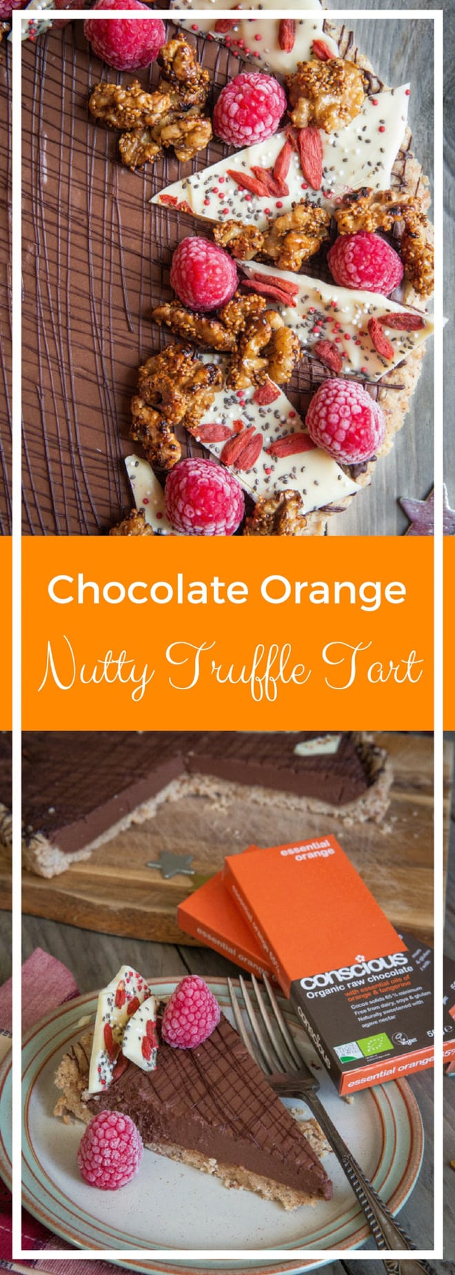 Chocolate Orange Nutty Truffle Tart - silky smooth, not too sweet and filled with rich dark orange chocolate - utterly delicious as well as vegan and gluten free | thecookandhim.com