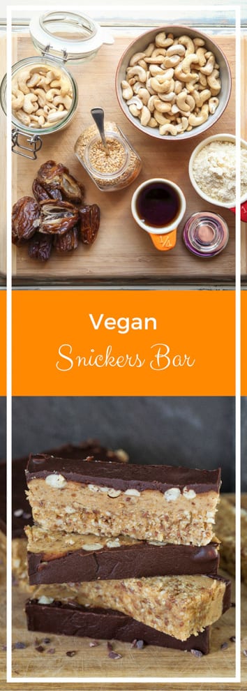 Vegan Snickers Bars - all natural ingredients and no bake! Delicious nougat filling with crunchy jumbo peanuts and silky rich chocolate topping - SO delicious | thecookandhim.com