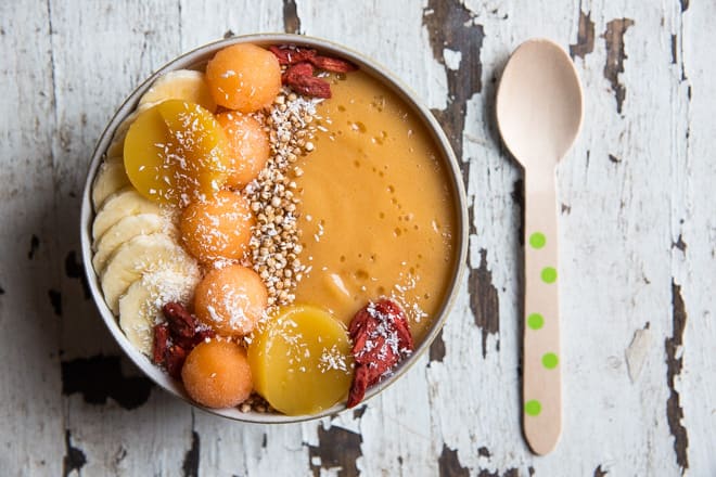 Baobab Tropical Fruit Smoothie Bowl - legitimately eat ice cream for breakfast and feel great about it! Packed with vitamin C and sunshine flavours to brighten your morning | thecookandhim.com
