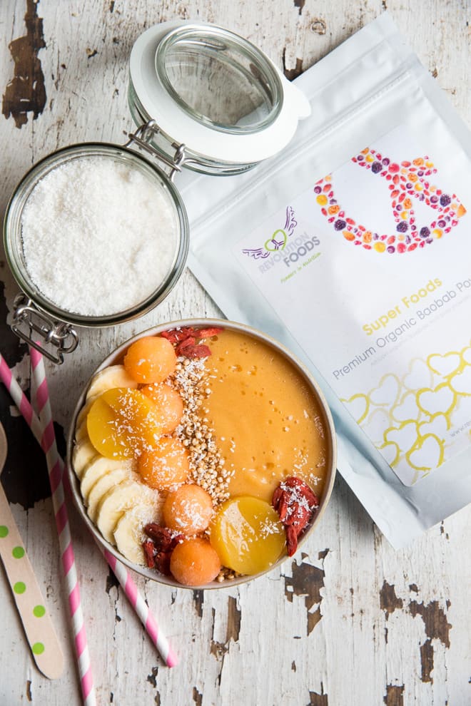 Baobab Tropical Fruit Smoothie Bowl - legitimately eat ice cream for breakfast and feel great about it! Packed with vitamin C and sunshine flavours to brighten your morning | thecookandhim.com