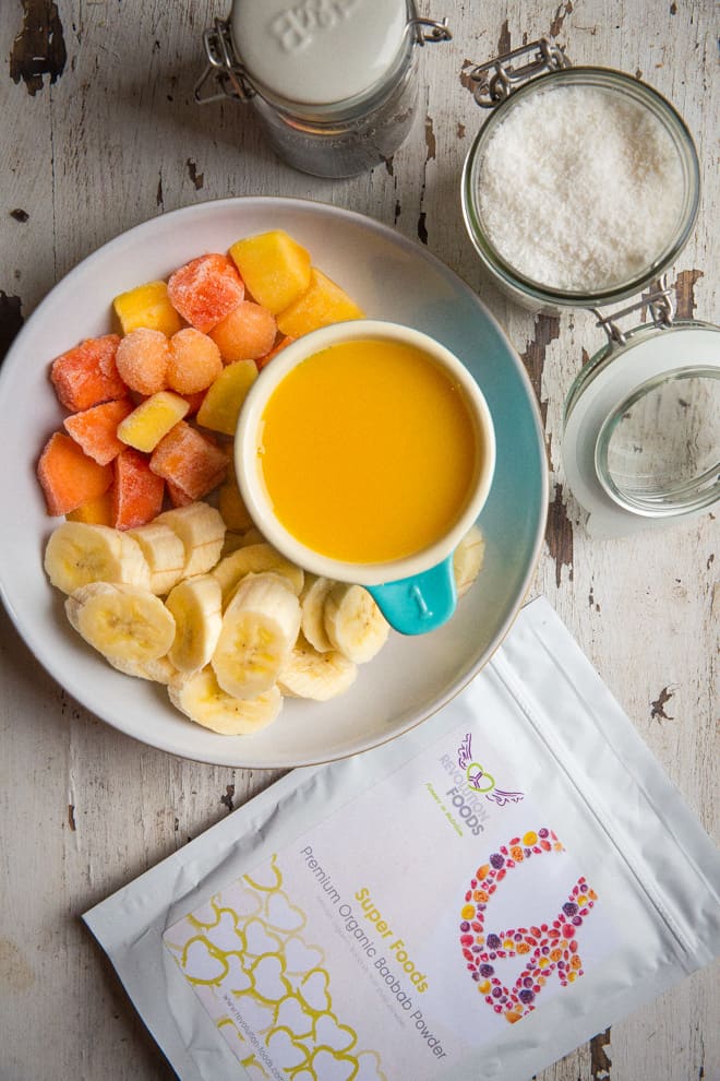 Baobab Tropical Fruit Smoothie Bowl - legitimately eat ice cream for breakfast and feel great about it! Packed with vitamin C and sunshine flavours to brighten your morning | thecookandhim.com