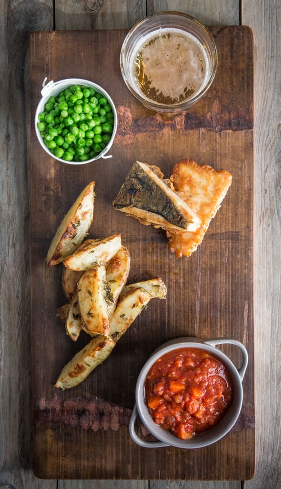 Beer Battered Vegan Fish and Chips - if you're missing all the flavours of this British favourite look no further - crisp beer batter, salty 'fish' and oven baked chips | thecookandhim.com