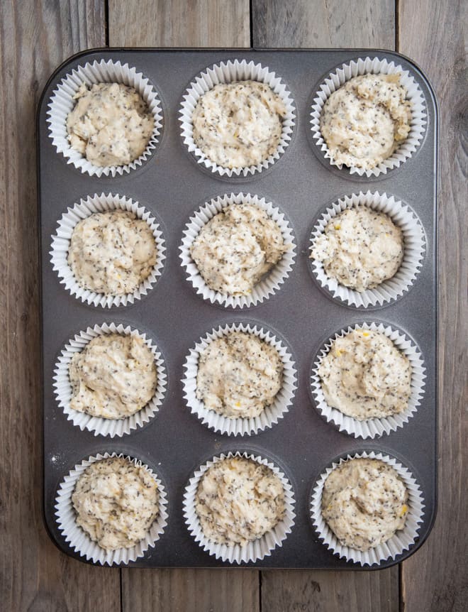 Chia Lemon Muffins with Lemon Curd - all vegan, ALL delicious! Took a while to get these just right - lemony enough without making your face pucker and lusciously light | thecookandhim.com