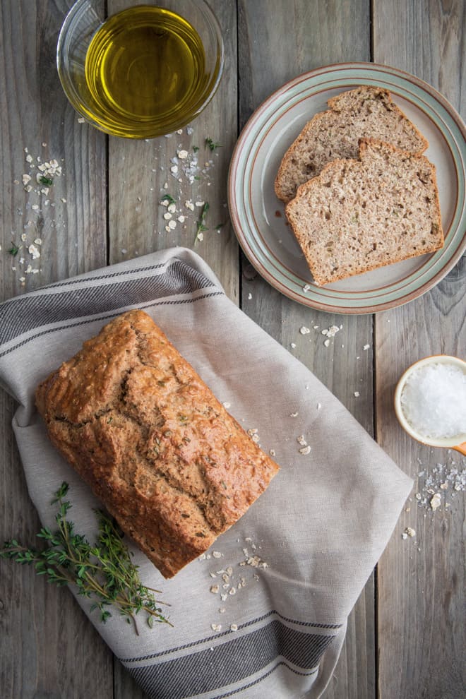 Herbed Beer Bread - super easy, no knead bread! Flavoured with aromatic spices and crisp, malty beer | thecookandhim.com