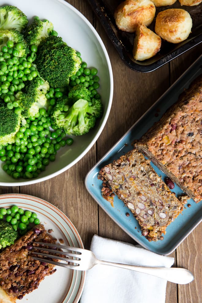 Lentil, Haricot Bean and Mushroom Roast