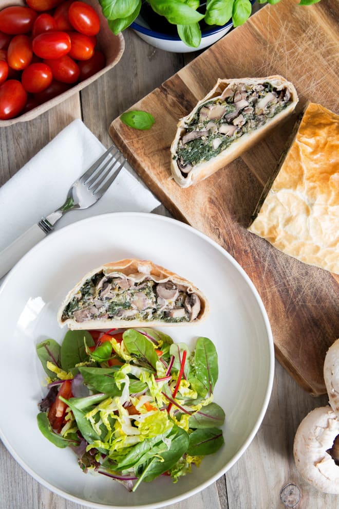 Mushroom and Chestnut Wellington - packed with flavour and iron rich spinach, make this ahead of the big day as a veggie Christmas alternative | thecookandhim.com