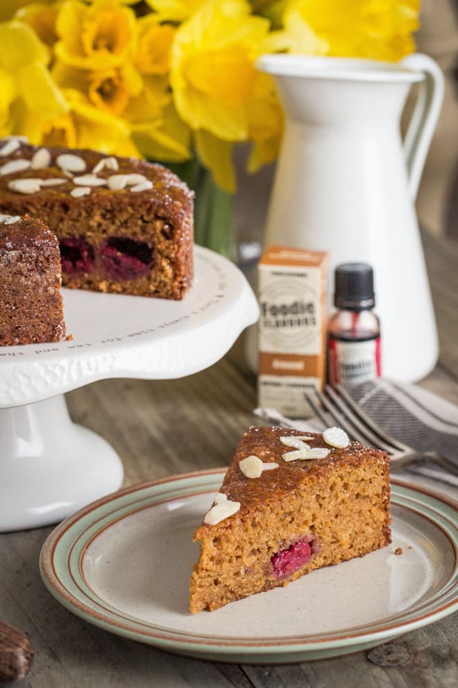 Raspberry and Almond Cake - soft, moist, delicious vegan cake with subtle almond, zesty oranges and zingy raspberries | thecookandhim.com