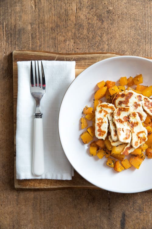 Rosemary & Garlic Butternut Squash with Halloumi | thecookandhim.com