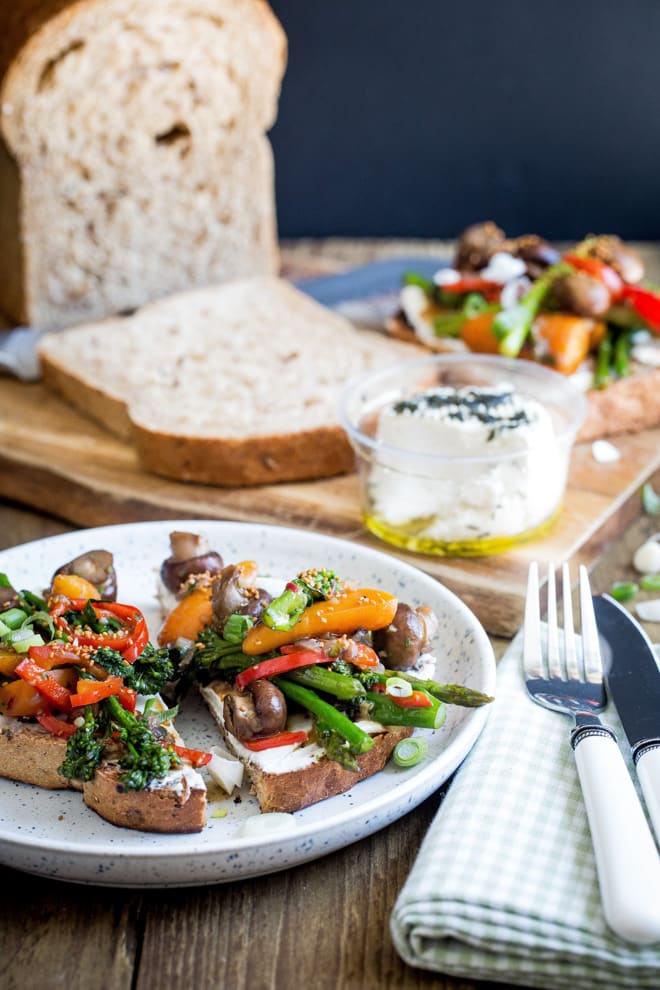 Sauteed Veggies on Vegan Cheese Toast