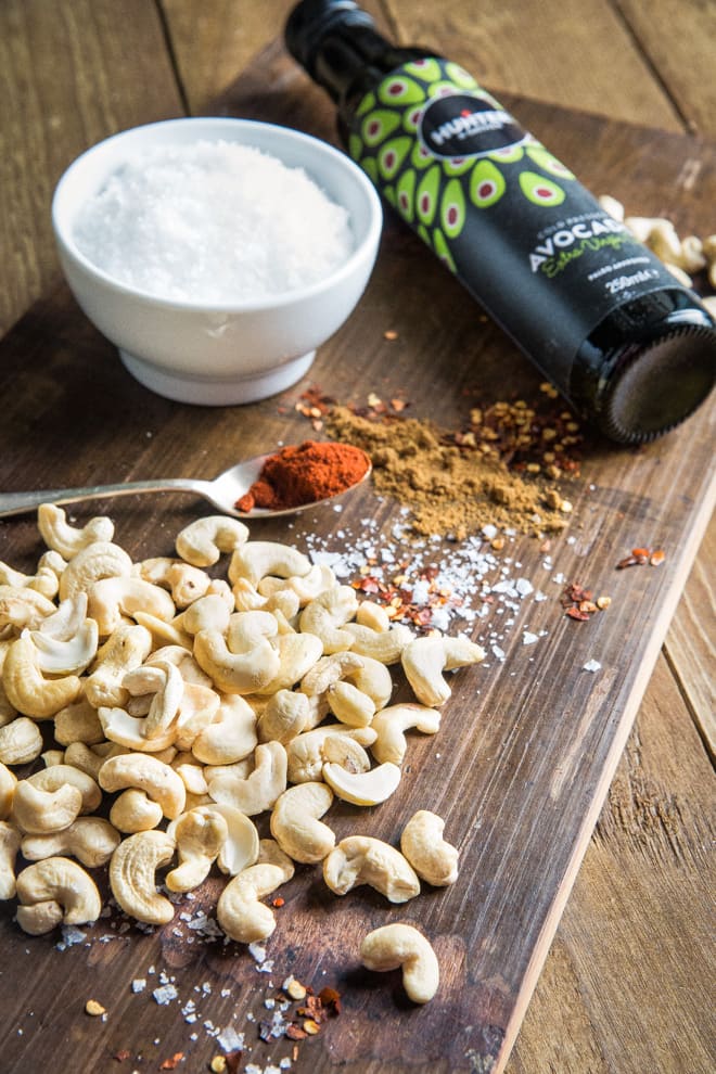 Spicy Roasted Cashew Nuts - full on flavour, roasted with fiery spices and delicious avocado oil - a super healthy and super simple snack | thecookandhim.com
