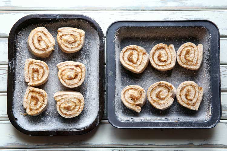Vegan Cinnamon Swirl Buns cut rolls | thecookandhim.com