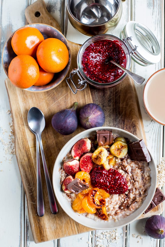 Chocolate and Raspberry Jam Porridge