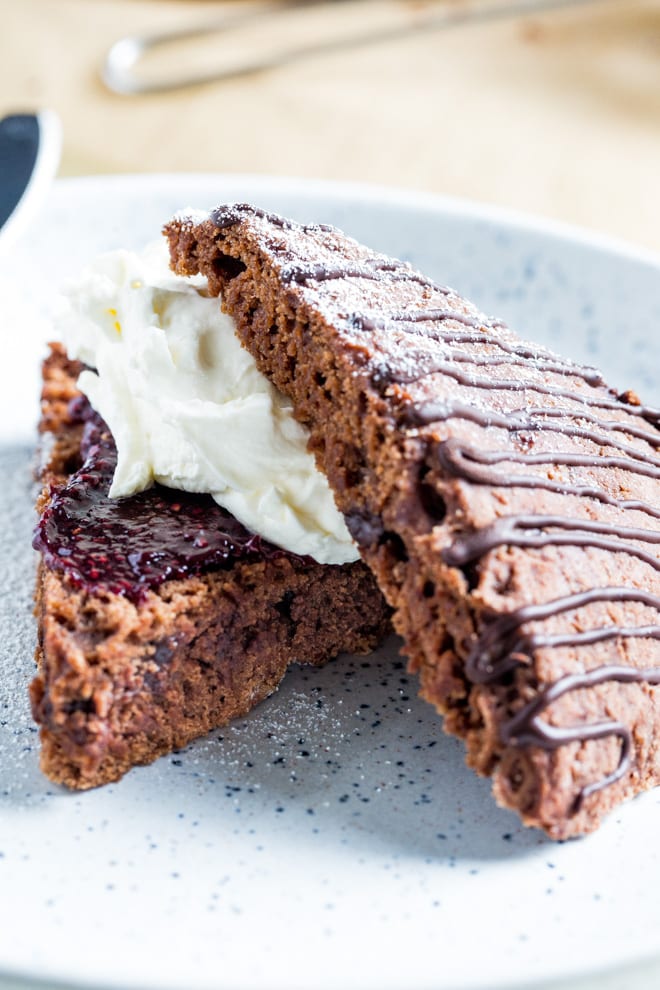 Double Chocolate Scones with Blackberry Jam