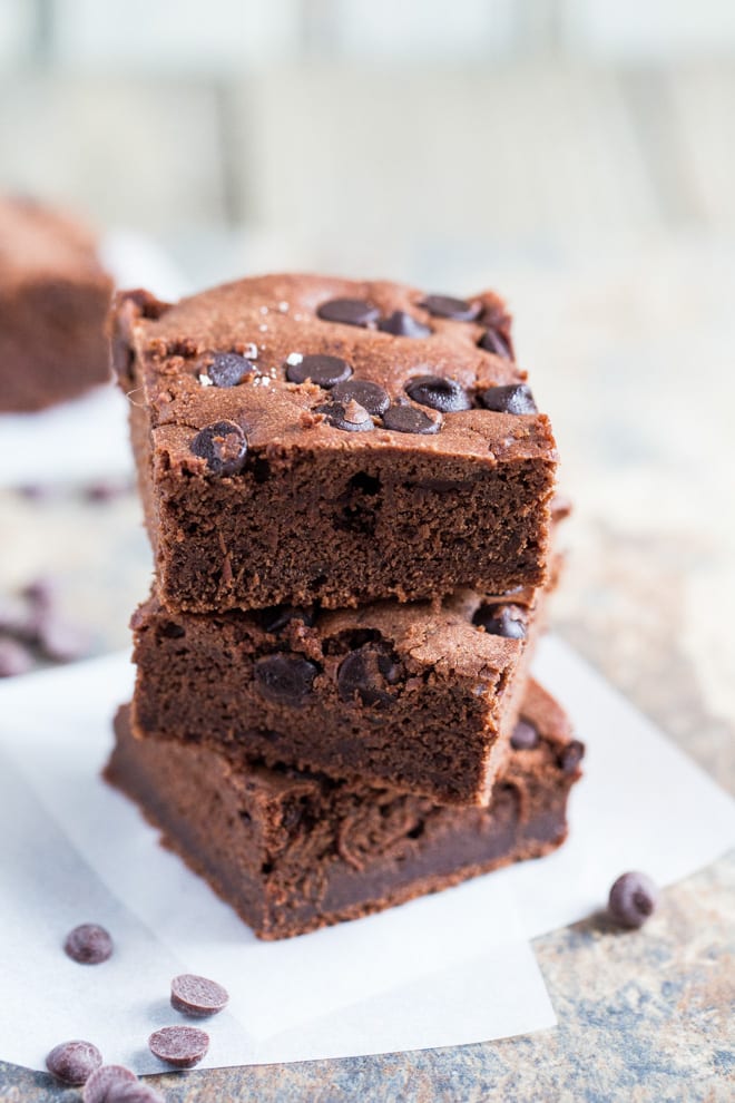 Vegan Brownies - rich, fudgy and bursting with chocolate flavour - everything you want in a brownie! #veganbrownies #veganbaking #veganrecipes | Recipe on thecookandhim.com