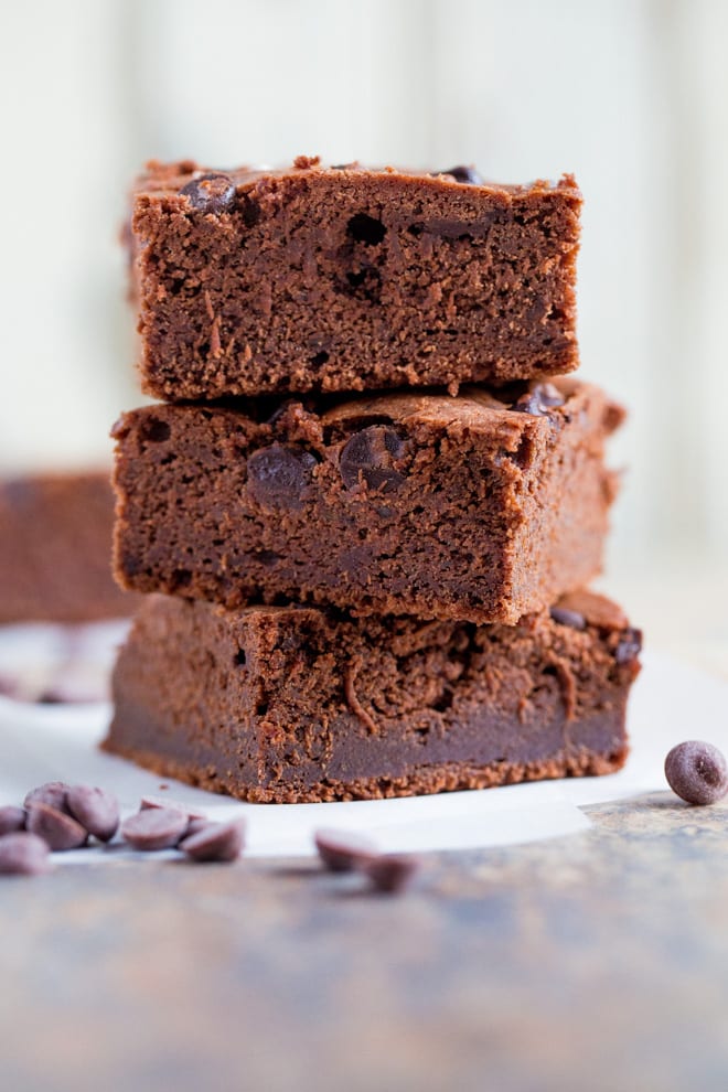 Vegan Brownies - rich, fudgy and bursting with chocolate flavour - everything you want in a brownie! #veganbrownies #veganbaking #veganrecipes | Recipe on thecookandhim.com