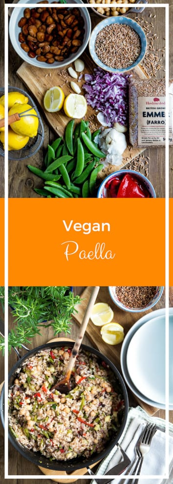 Vegan Paella - a vegan twist on a classic favourite! This paella is absolutely packed with veggies, protein and flavour! #veganrecipes #veganmeal #meatfree #veganprotein | Recipe on thecookandhim.com