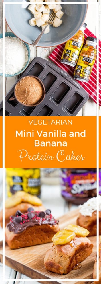 Mini Vanilla and Banana Protein Cakes - soft sponge with a generous boost of protein from GrenadeOfficial protein shakes and powders #proteinpowder | Recipe on thecookandhim.com
