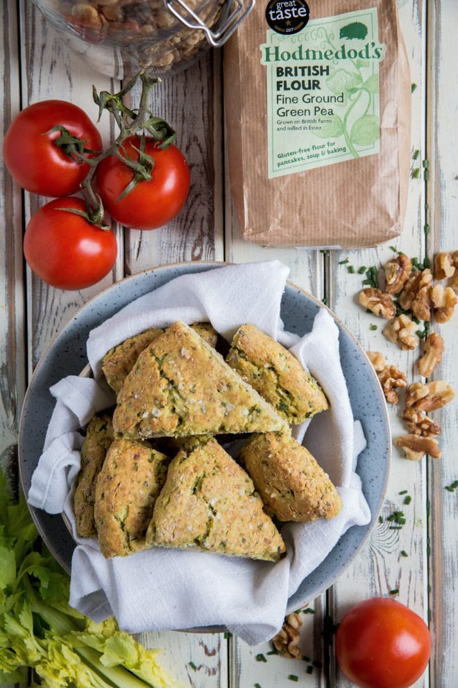 Savoury Scones - perfect for breakfast, brunch, lunch or dunking in your soup these walnut, chive and sun dried tomato scones tick loads of boxes! Vegan and gluten free too! #veganbaking #savoryscones #veganrecipes | Recipe on thecookandhim.com