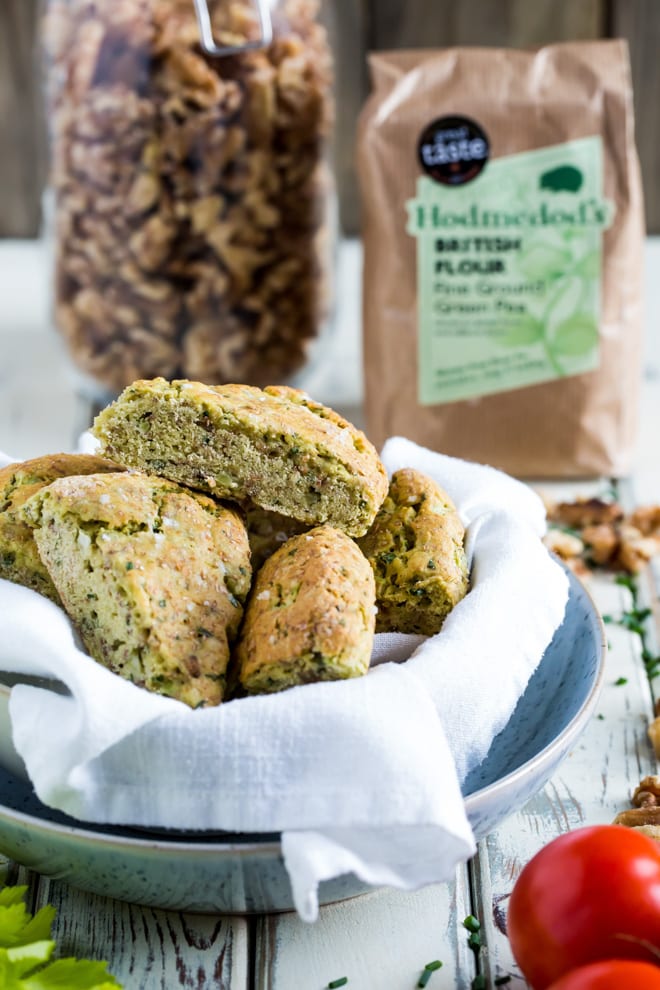 Savoury Scones - perfect for breakfast, brunch, lunch or dunking in your soup these walnut, chive and sun dried tomato scones tick loads of boxes! Vegan and gluten free too! #veganbaking #savoryscones #veganrecipes | Recipe on thecookandhim.com