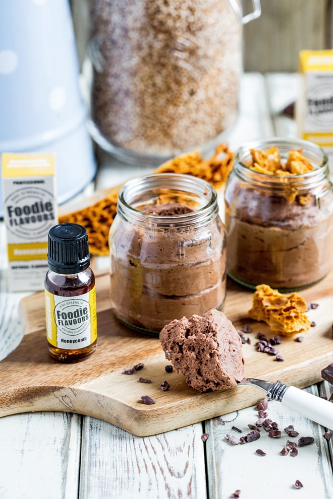 Honeycomb Chocolate Mousse - rich and decadent vegan chocolate mousse flavoured with honeycomb essence. Childhood flavours for a seriously adult dessert! #veganrecipes #vegandessert #aquafaba | Recipe on thecookandhim.com