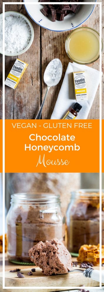 Honeycomb Chocolate Mousse - rich and decadent vegan chocolate mousse flavoured with honeycomb essence. Childhood flavours for a seriously adult dessert! #veganrecipes #vegandessert #aquafaba | Recipe on thecookandhim.com