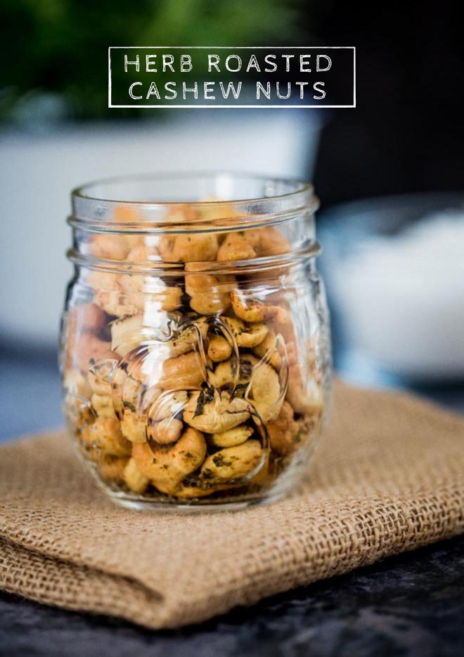 These herb roasted cashews make the perfect little nibbly snack - full of flavour, healthy fats and so easy to make! #cashews #cashewnuts #vegansnacks #healthysnacks #nuts | Recipe on thecookandhim.com