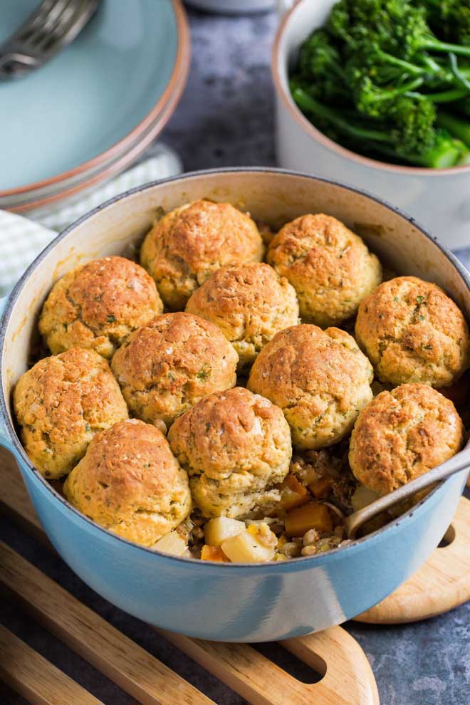 Winter Vegetable Stew with Herb Dumplings