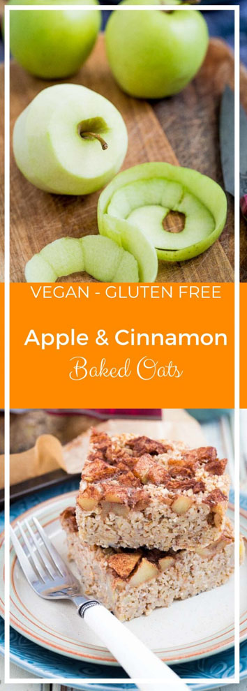 Made with just a handful of healthy ingredients and in 1 bowl these apple and cinnamon baked oats will leave you satisfied until lunch! They’re also the perfect make ahead breakfast for rushed mornings! #breakfastrecipes #veganrecipes #glutenfreerecipes #easybreakfastrecipes #bakedoats | Recipe on thecookandhim.com