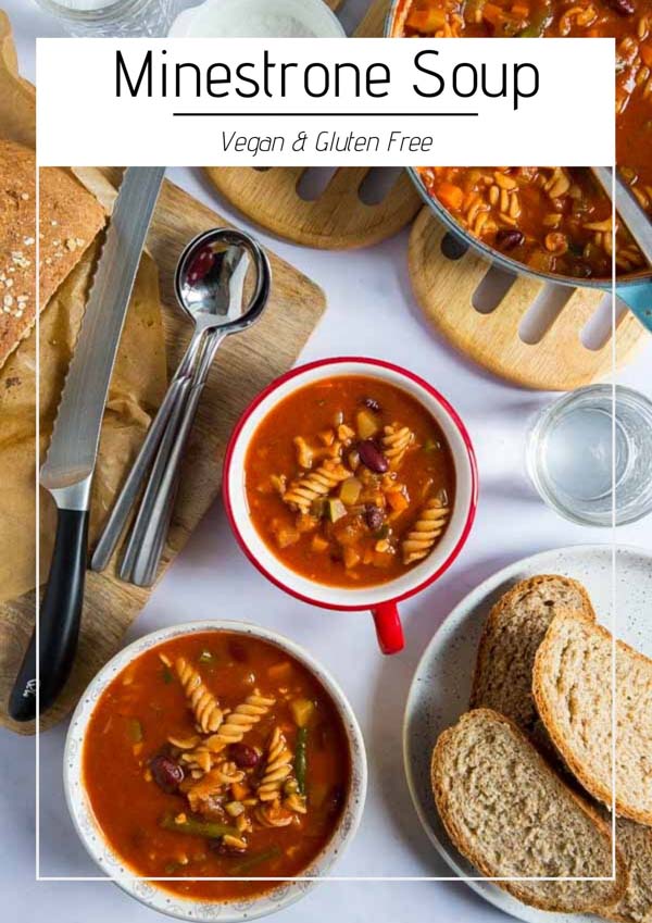 Finding yourself with leftover vegetables? Try this easy and healthy one pot Minestrone Soup full of classic Italian flavours! #minestronesoup #minestrone #vegansoup #veganrecipes #souprecipe #vegetables #onepotmeal | Recipe on thecookandhim.com