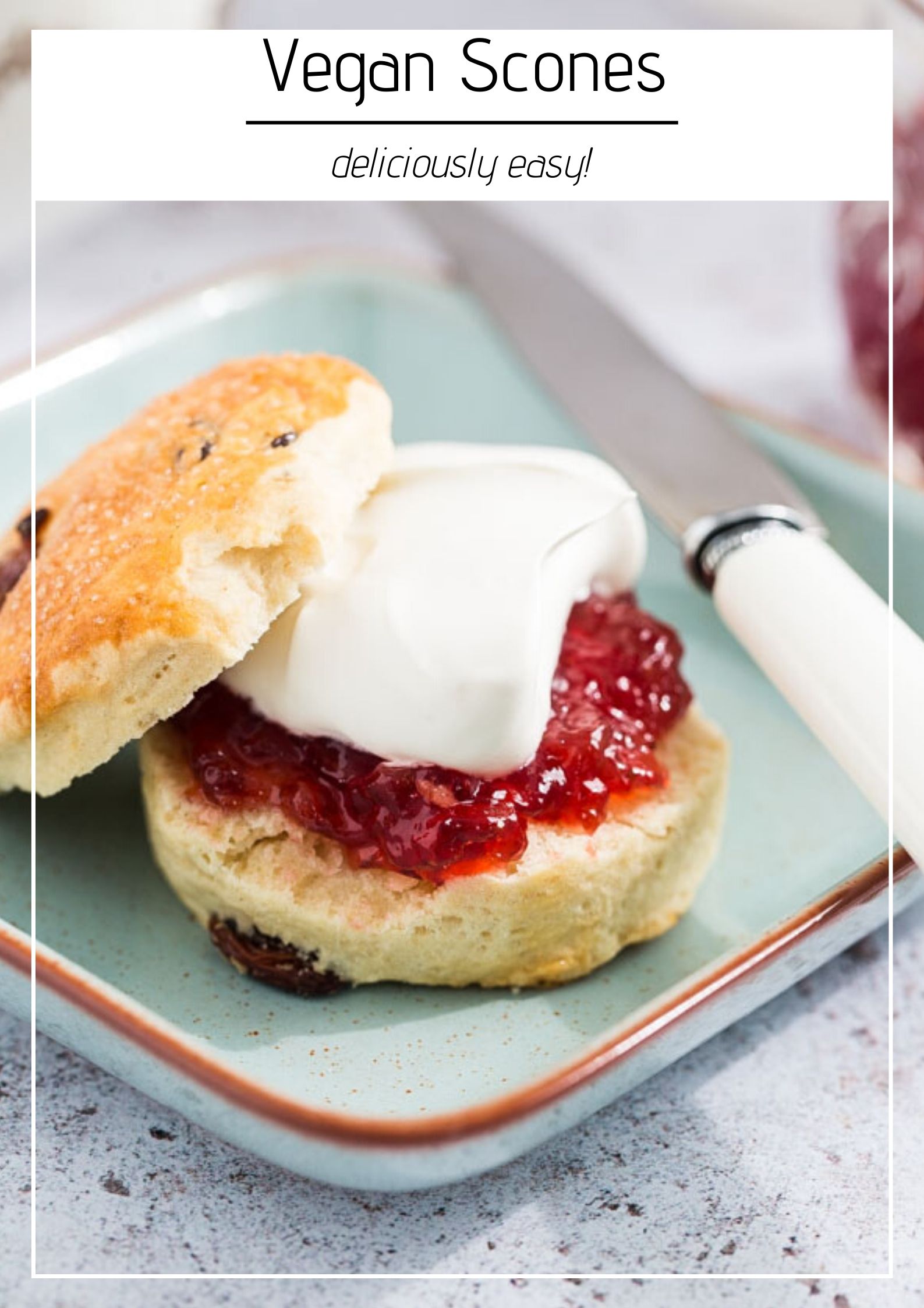 These vegan scones are just as easy and delicious as traditional ones with soft fluffy centres and sweet golden tops! Serve with a super easy homemade jam and vegan cream for the perfect vegan afternoon treat! #veganscones #vegansconerecipe #veganrecipes #veganbaking #afternoontea | Recipe on thecookandhim.com