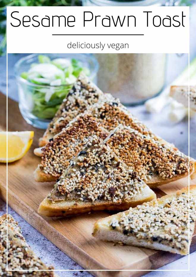 Homemade and sizzled to crispy, golden perfection, this vegan sesame prawn toast recipe is even better than its more traditional counterpart! #sesametoast #chinesefood #veganrecipes #veganchinesefood #asianfood #fakeaway | Recipe on thecookandhim.com