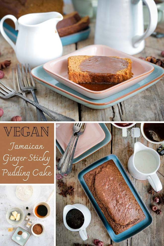 Soft and squidgy, this Jamaican Ginger Cake is made extra special with a velvety sweet toffee sauce, turning a deliciously humble cake into an epic sticky pudding! #jamaicangingercake #vegancake #veganbaking #stickycake #stickytoffeepudding #veganrecipe #vegantoffeesauce | Recipe on thecookandhim.com
