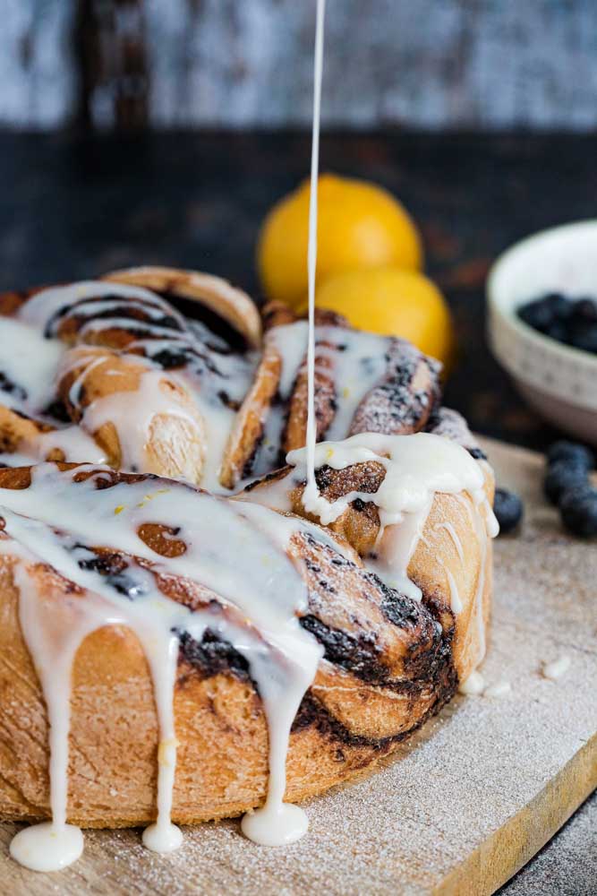 Blueberry Twisty Bread with Lemon Cream Cheese Frosting