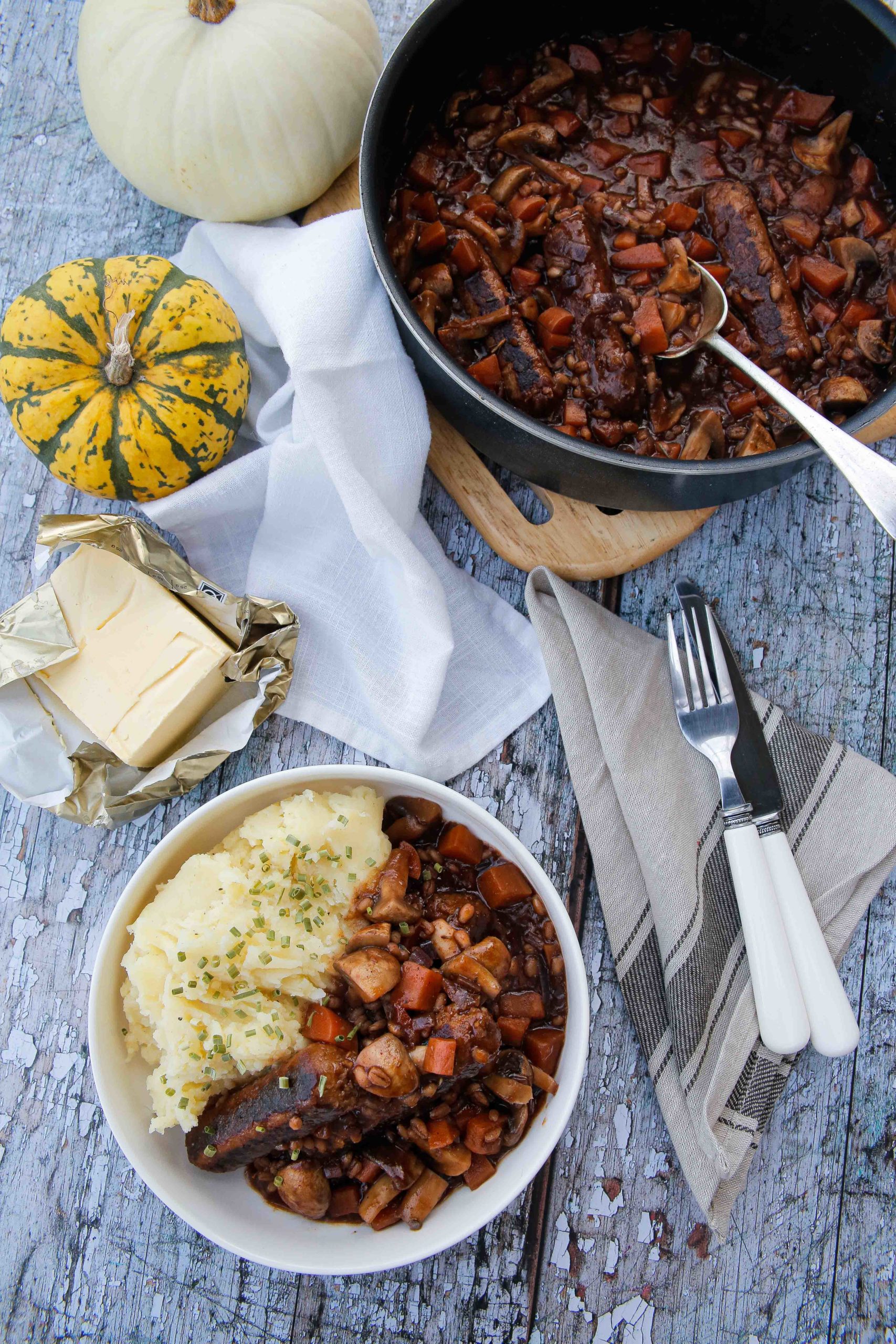 Sausage Casserole with Pearl Barley