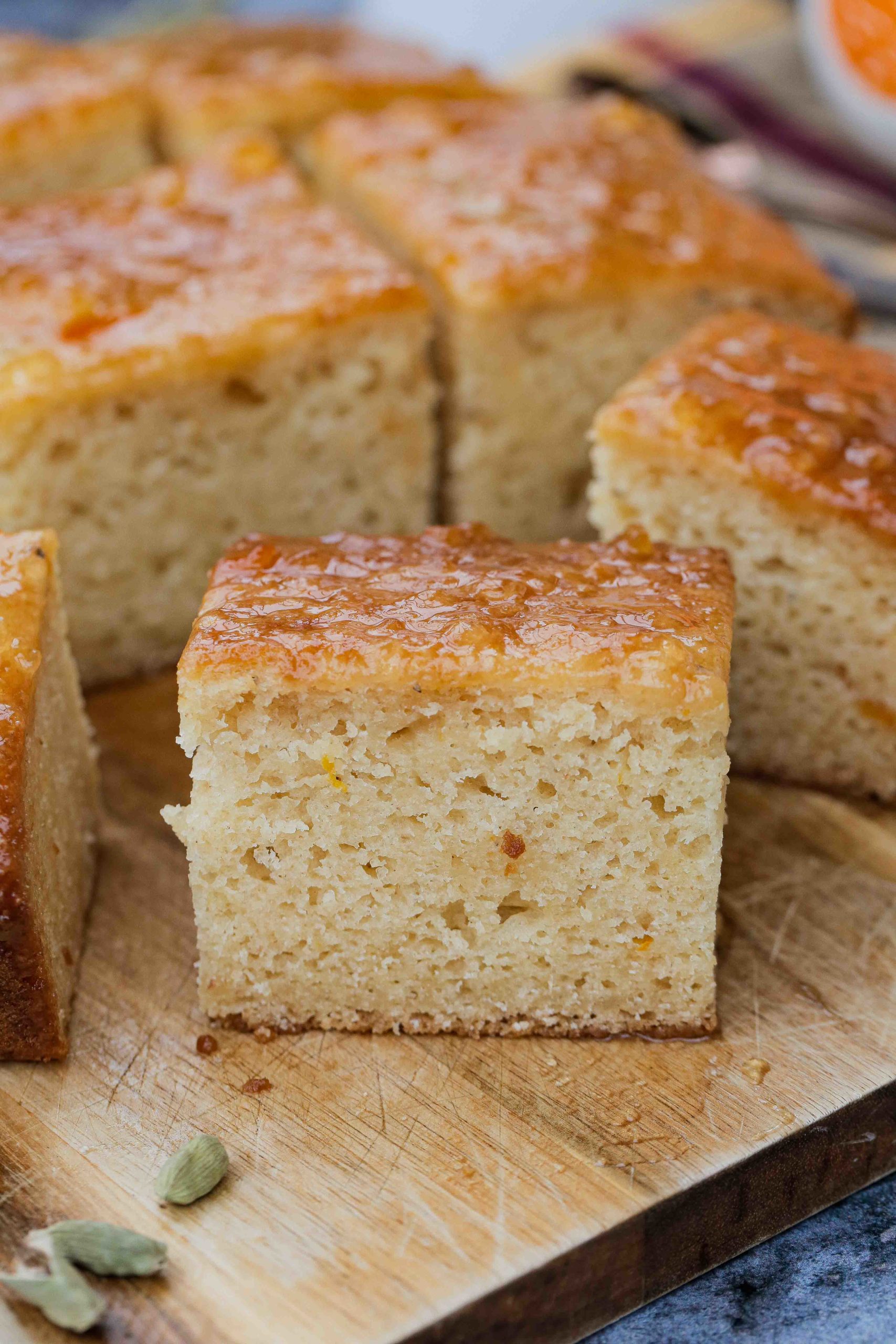 A delightfully easy to make marmalade cake recipe with beautiful zesty flavours and a sticky, sweet topping | Recipe on thecookandhim.com #marmaladecake #vegancake #veganbaking