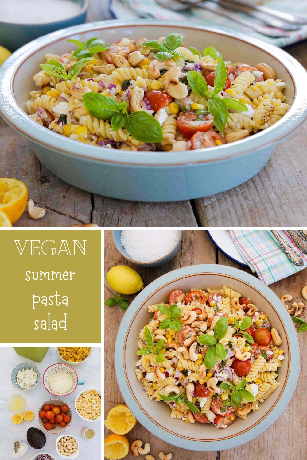 Bright and fresh Italian summer pasta salad perfect for picnics, pot lucks and lunchboxes! Super easy to make and just as delicious warm or cold. Lots of fresh veggies and herbs along with tangy vegan feta and a simple pasta salad dressing. Recipe on thecookandhim.com #pastasalad #summerpastasalad #vegansalad #pastarecipes #italianpastasalad #easypastasalad #healthydinner #summermeals #picnicfood #easylunchboxideas