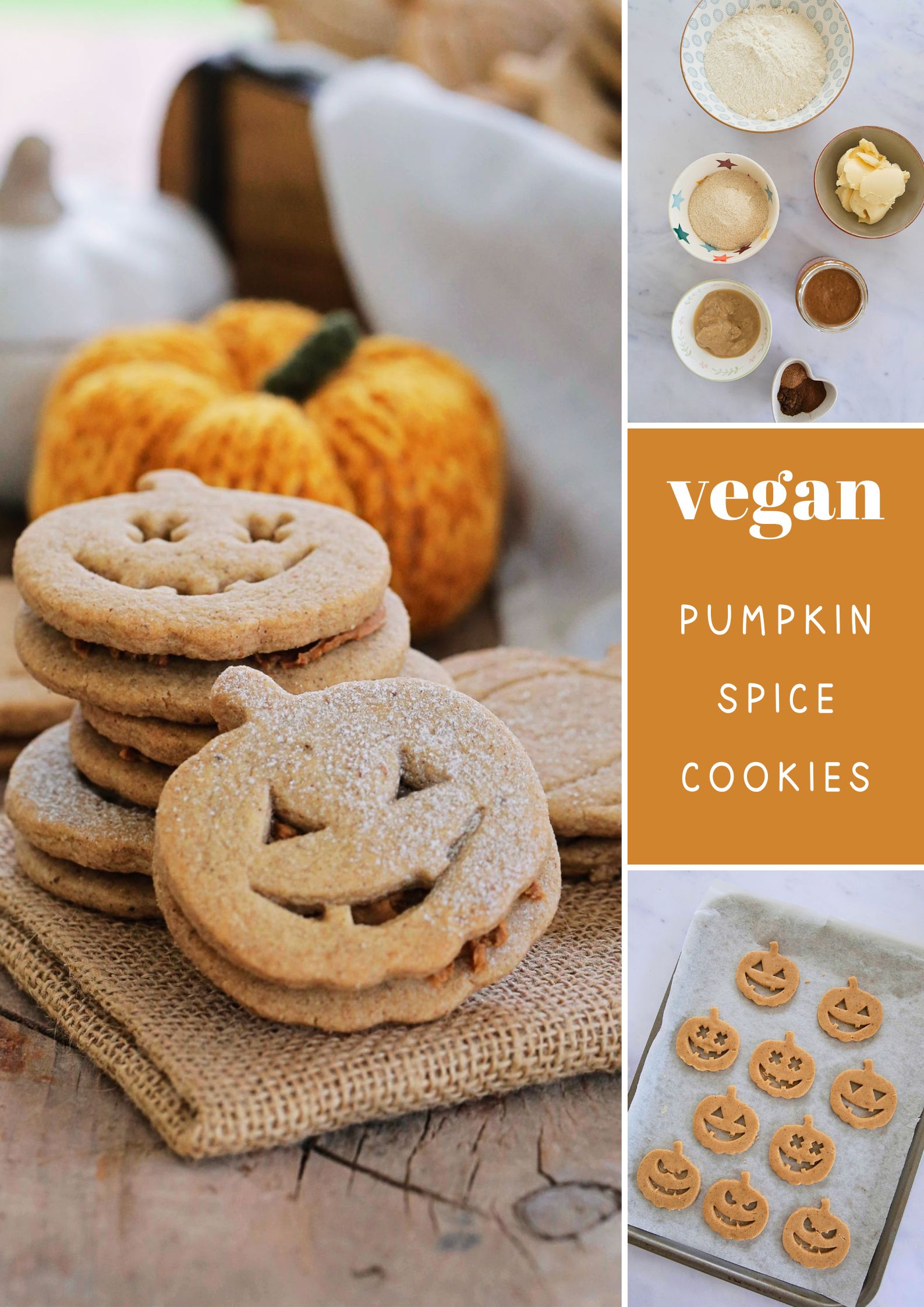 Buttery vegan shortbread flavoured with pumpkin spice make these Halloween cookies frightfully delicious! An easy Halloween treat for all ages | Recipe on thecookandhim.com #halloweencookies #pumpkinspice #veganhalloween