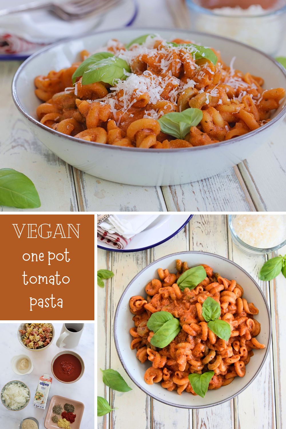 Dinner is made simple with this creamy tomato pasta sauce all cooked in one pan. It's an easy dinner recipe that uses minimal ingredients to make the silky tomato sauce from scratch. Recipe on thecookandhim.com #onepanmeal #tomatopasta #veganpastasauce #easymealideas #easydinnerrecipes