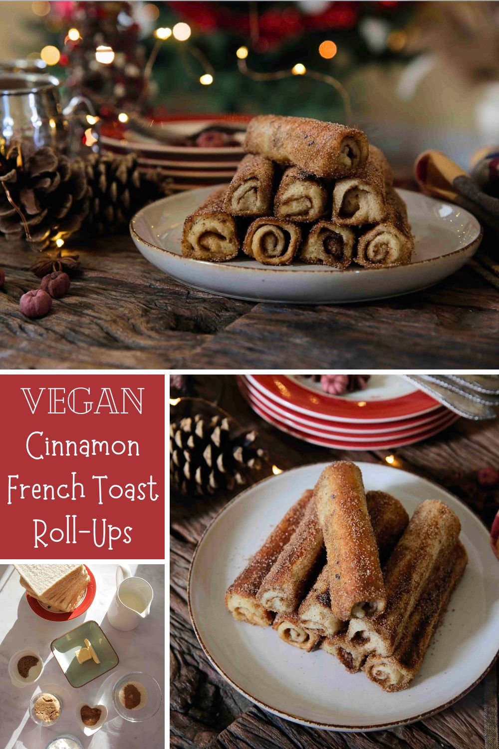 All the sugary, buttery flavours of French toast - in a roll! These easy to make cinnamon toast roll ups are a decadent treat, perfect for a weekend or Christmas breakfast or just when you fancy spoiling yourself. Recipe on thecookandhim.com #frenchtoast #cinnamontoast #christmasbreakfastideas #christmasbreakfast #veganchristmas