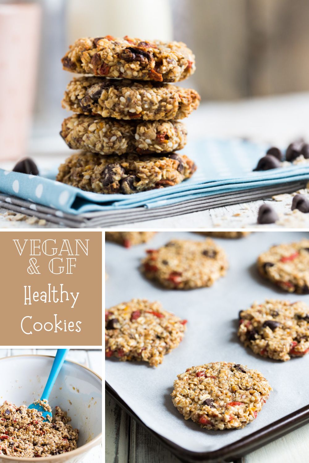 If you like oatmeal cookies, you're going to love this healthier version of a classic! They're chewy, naturally sweetened and packed with heart healthy seeds. Oh and they're deliciously moreish too! #oatmealcookies #glutenfreebaking #oatcookies #vegancookies #glutenfreecookies