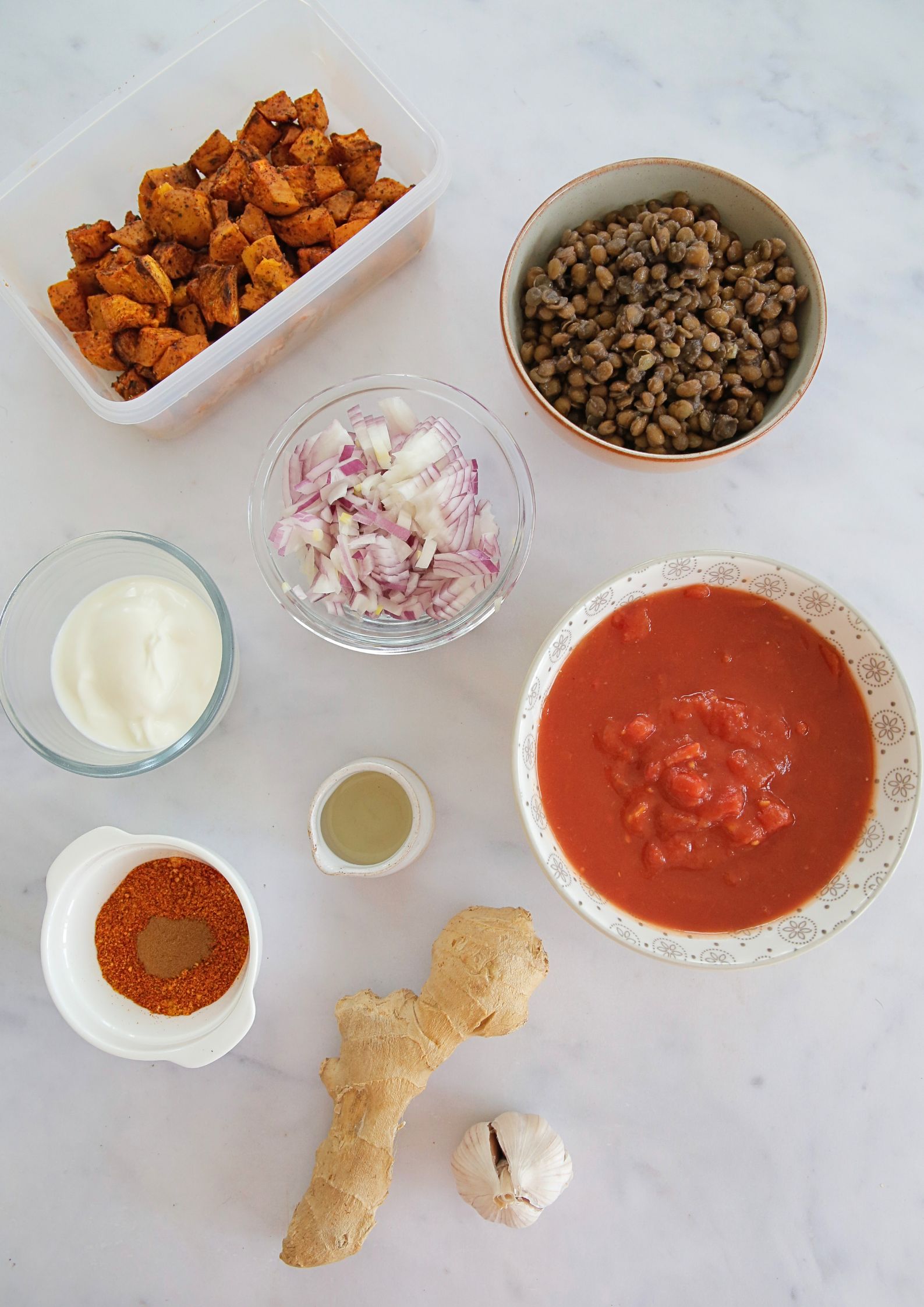 Made with simple ingredients and roasted sweet potatoes for extra flavour this easy vegan curry is full of warming spice and the perfect cosy comfort food! Also ideal to batch make and freeze for a fast but tasty meal any day of the week.