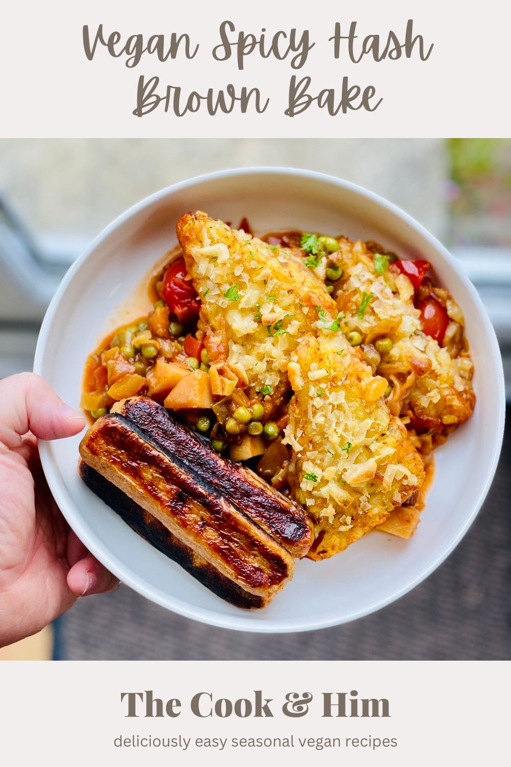 Packed with veggies in a rich and spicy tomato and gochujang sauce, topped with hash browns and baked to crispy perfection this is easy, hearty and warming comfort food.