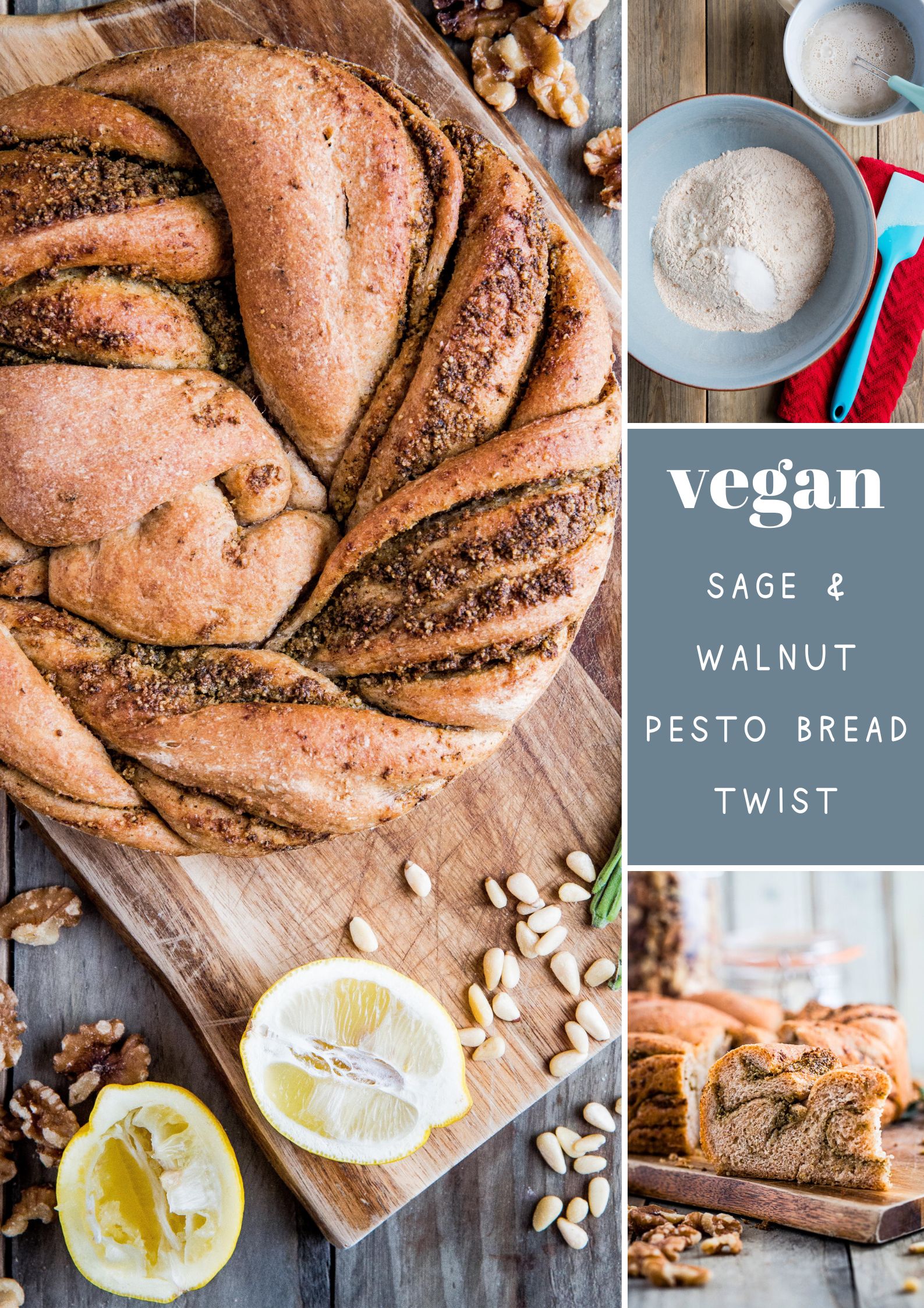 Starting with a simple dough, this savoury homemade bread with sage and walnut vegan pesto is so moreish and full of flavour. It's not as complicated as it looks to make the twist or braid either but worth the extra step. Great for sharing!