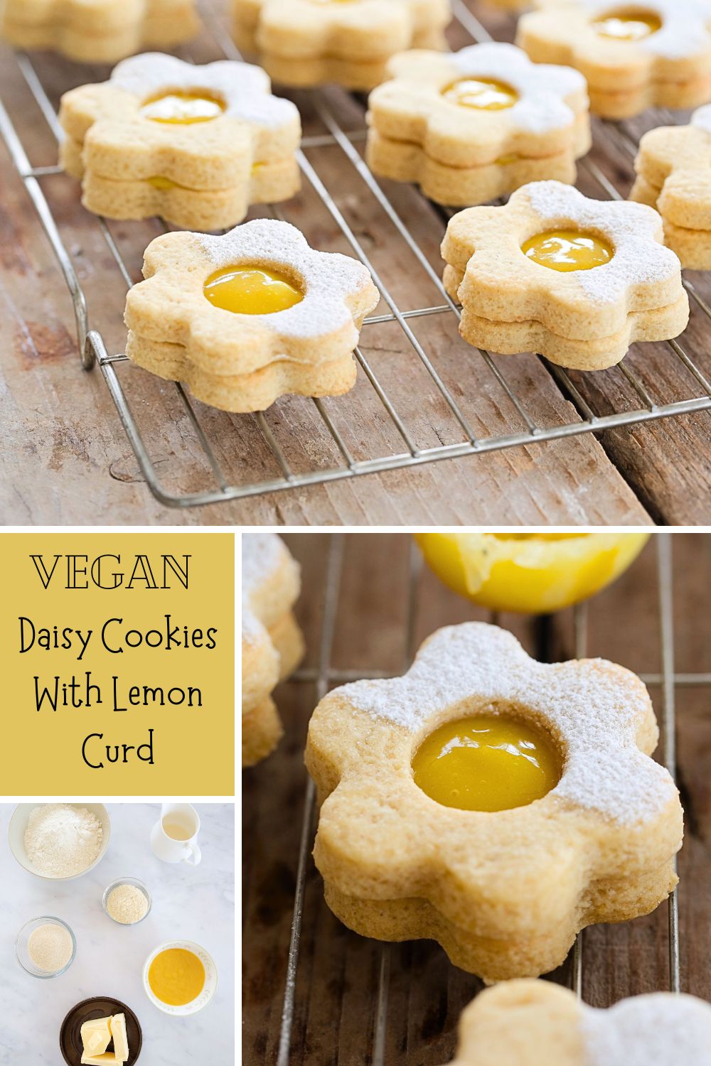 Vegan Daisy Cookies with Lemon Curd - easy spring & Easter treat