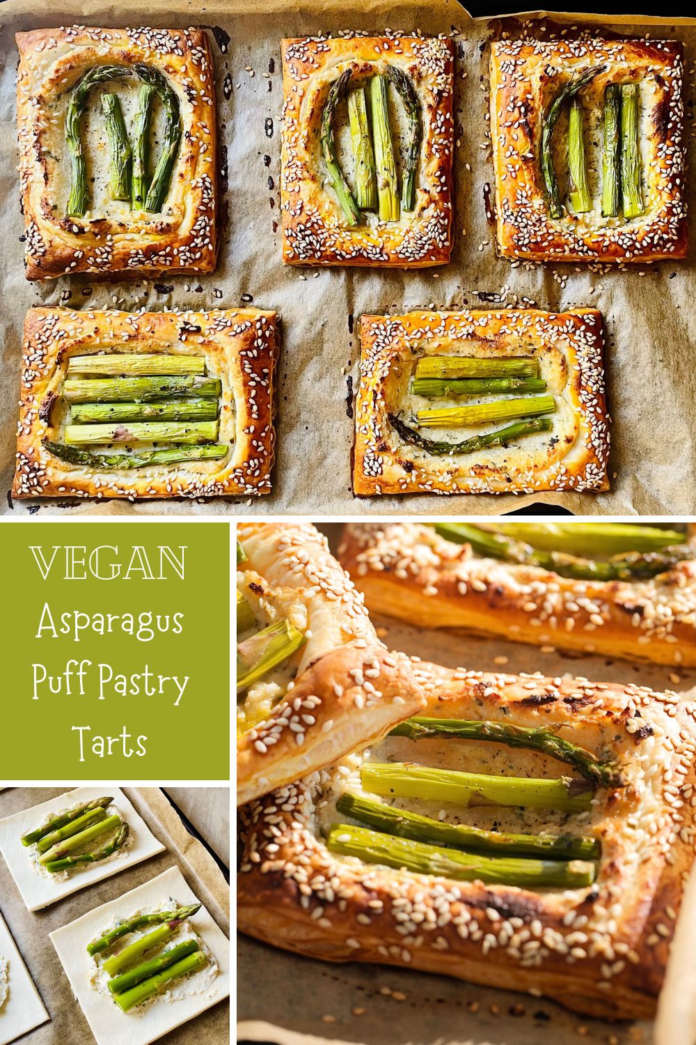 These easy vegan asparagus puff pastry tarts are a simple yet impressive way to enjoy seasonal flavours. Made with crispy, store-bought puff pastry, a creamy, dairy-free cheese spread, and tender roasted asparagus, they’re perfect for brunch, lunch, dinner or picnics. With minimal ingredients and just a few steps, these vegan tarts come together in no time, making them ideal for busy weeknights or effortless entertaining. Whether you’re looking for a vegan spring recipe, an easy asparagus tart, or a crowd-pleasing vegan puff pastry appetiser, this recipe delivers on both flavour and ease.