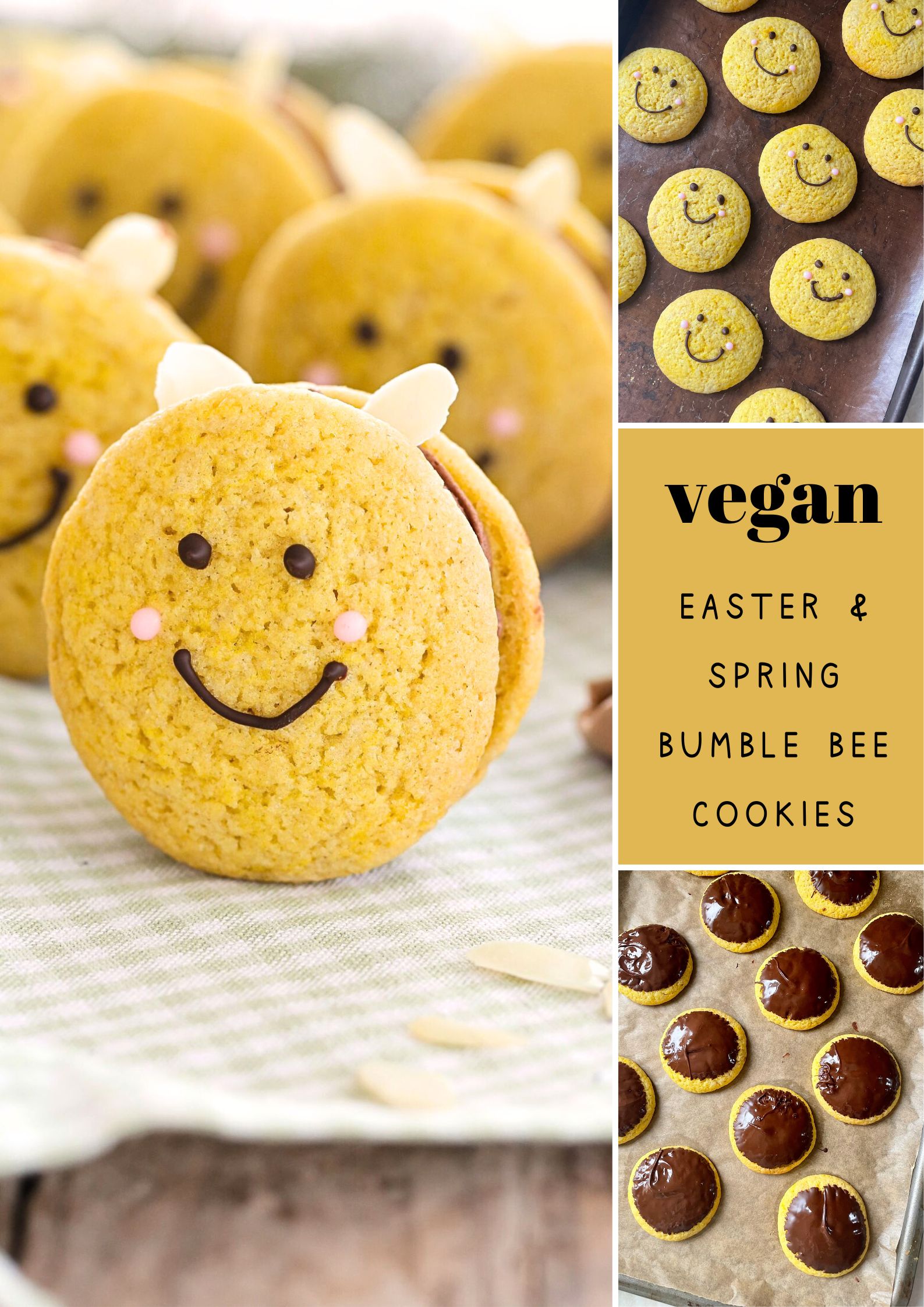 Vegan Bumble Bee Cookies - adorable Easter & spring treat!