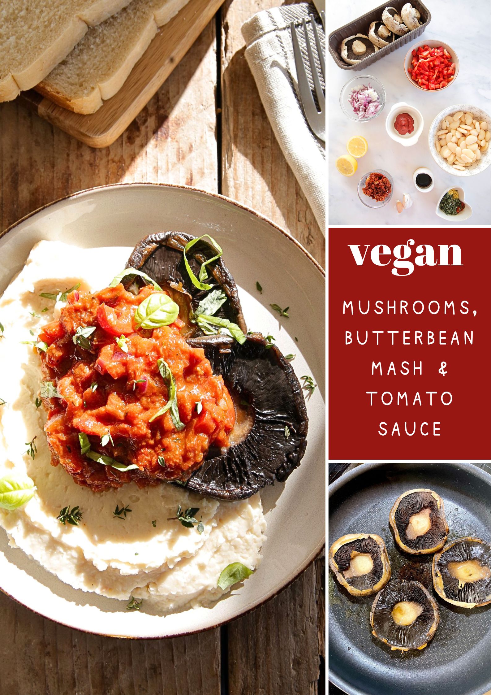 If you're looking for a hearty, flavourful, and protein-packed vegan dinner, this Field Mushrooms with Garlic Tomato Sauce and Creamy Butterbean Mash recipe is a must-try. Juicy, pan fried mushrooms bring a rich, meaty texture, while the silky butterbean mash adds a satisfying creaminess. Topped with a garlic tomato sauce, this dish is not only easy to make but also packed with plant based protein and wholesome ingredients. Whether you're after a comforting weeknight meal or an impressive vegan main course, this recipe ticks all the boxes.